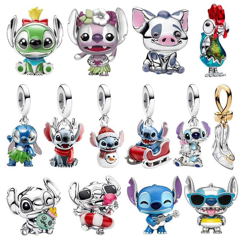 Image of Potdemiel Disney 925 Silber Stitch-Serie Anhängerperlen Passend für Halskette Original Armband DIY Geburtstagsgeschenk Damenschmuck