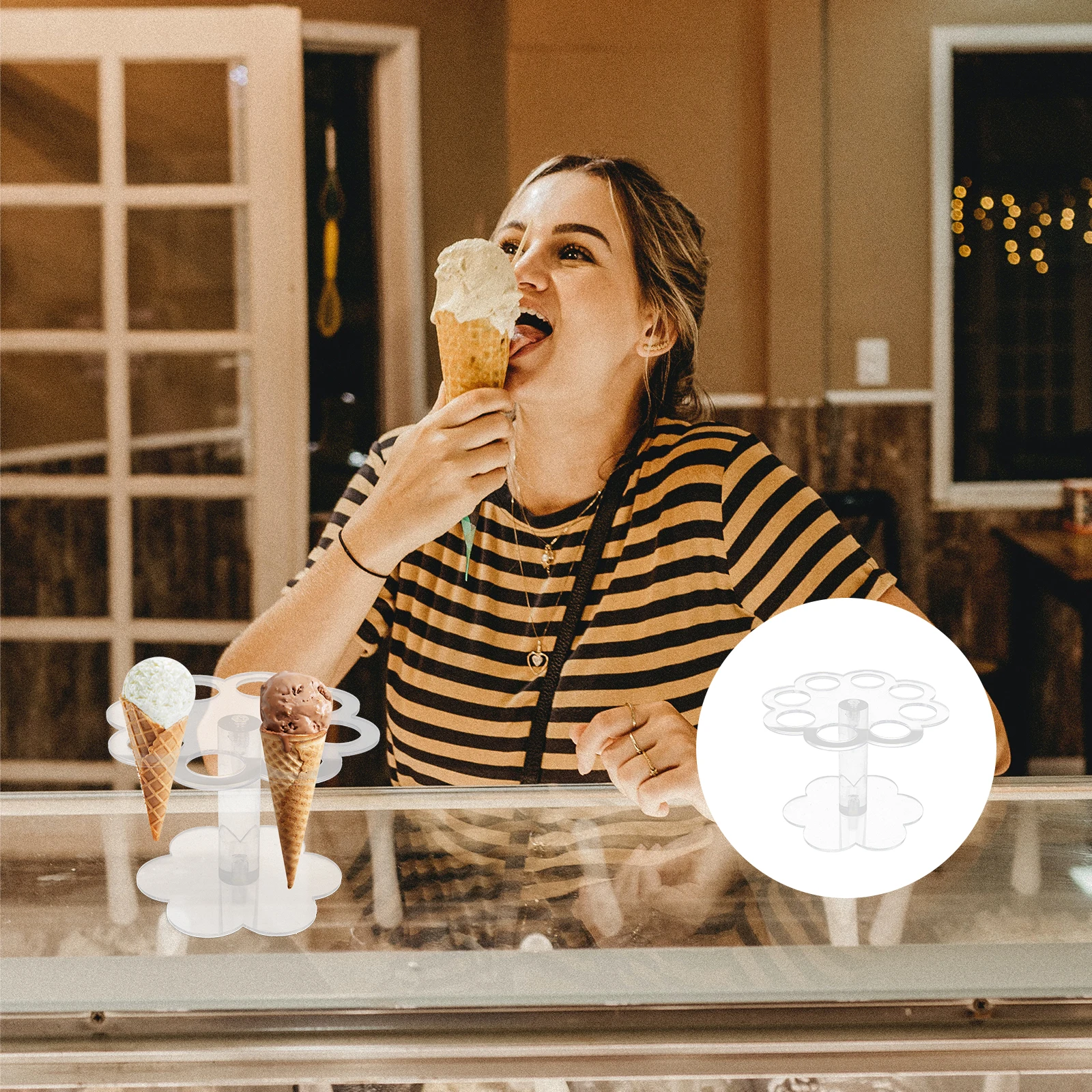 

Acrylic Ice Cream Stand 8 Hole Transparent DIY Dessert Display Detachable Holder 16cm Top 12 6cm Bottom 10cm Height 4mm