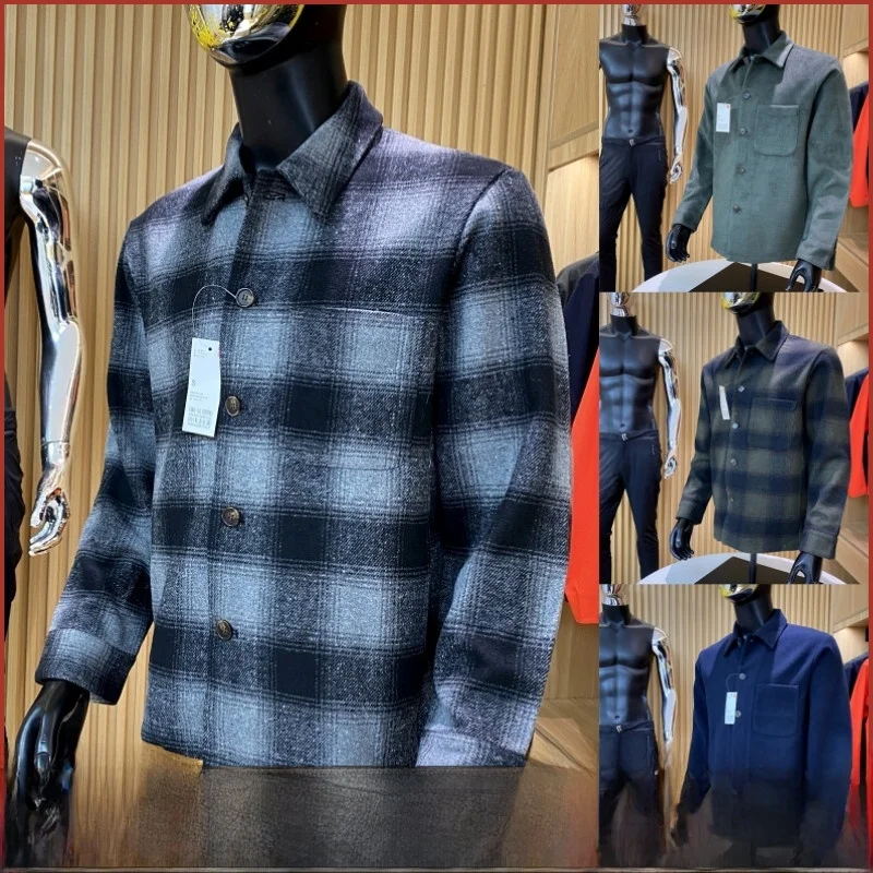 

Double-Sided Woolen irt Sle Jaet Men's Casual Outerwear Coat Stand Fit Youth Faion Fce Lined Zipper Cl...