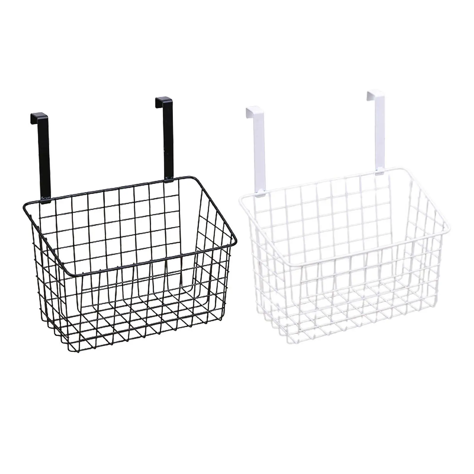 Grid Storage Baskets with Hooks Over Cabinet Door Organizer Wire Basket Hanging Storage Organizer Kitchen Bathroom Organizer