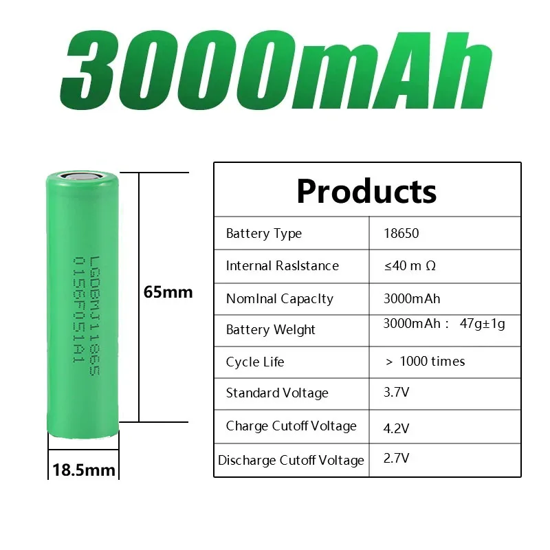 1-20PCS Actual capacity 3.7V 3000mAh NCR18650GA multi-function rechargeable lithium-ion battery suitable for power tools toys