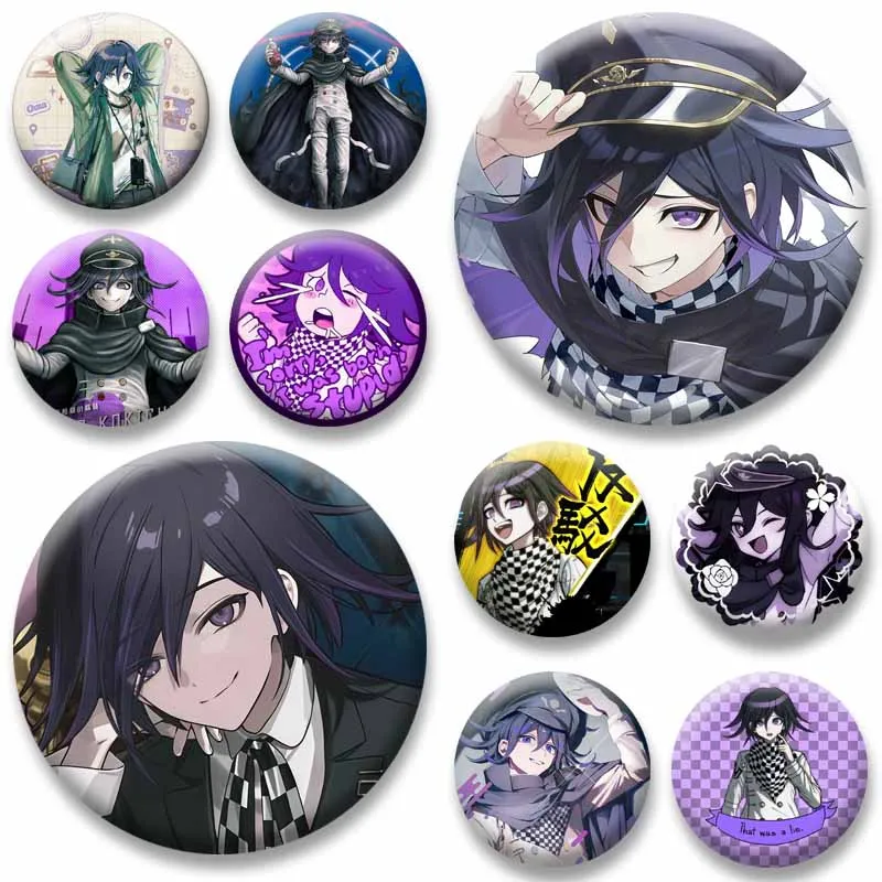 Kokichi Oma Cartoon Badges Game Danganronpa Round Brooch Otaku Culture Jewelry Pins Gifts Backpack Clothes Hat Decor Accessories
