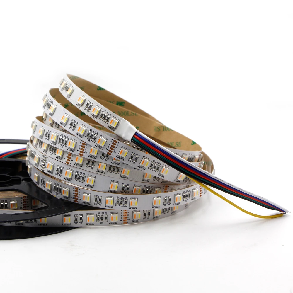 RGB+CCT Adjust led strip light DC 12V 24V 5 in 1 chips LED CW+RGB+WW flexible strip SMD5050 60leds/m RGBWW RGBCW CRI90 100LM