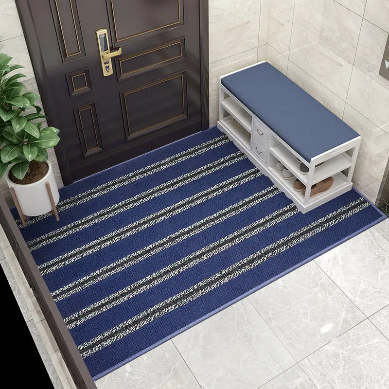 

Entrance Doormats Modern Simple Stripe Carpet Mud Polypropylene Outdoor Dusting Wear-resistant Rug Rubber Non-slip Vacuuming Mat