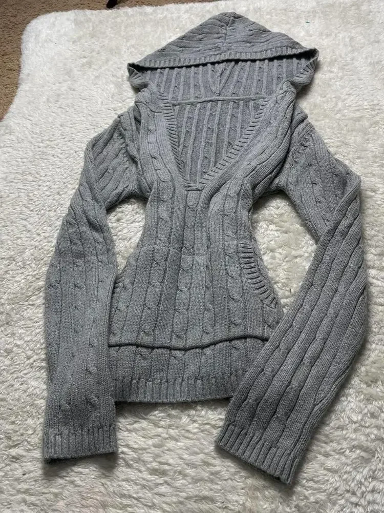 

Осень-зима ленивые свитера Mujer с длинным рукавом и глубоким v-образным вырезом, толстовка с капюшоном, топ для женщин, модный простой вязаный пуловер с тонкой талией