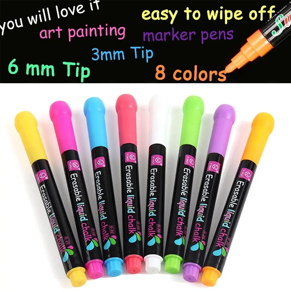 Dust Free Glass Window Painting Led Board Writing Whiteboard Pen Liquid Chalk Pen Highlighters Art Marker Pen