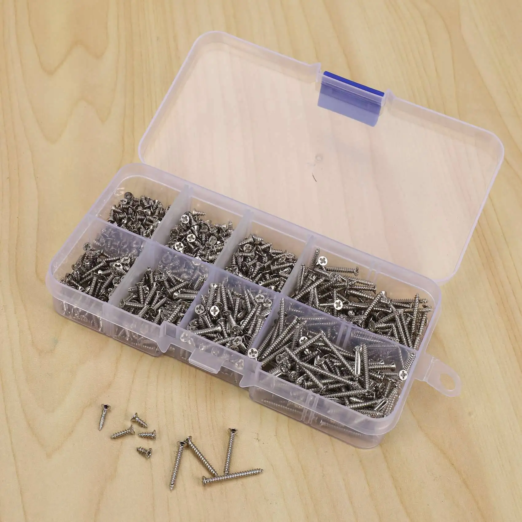 CYCLI-4000Pcs Stainless Steel Self Tapping Screw Assortment Kit Lock Nut Wood Thread Nail Screw Sets M2