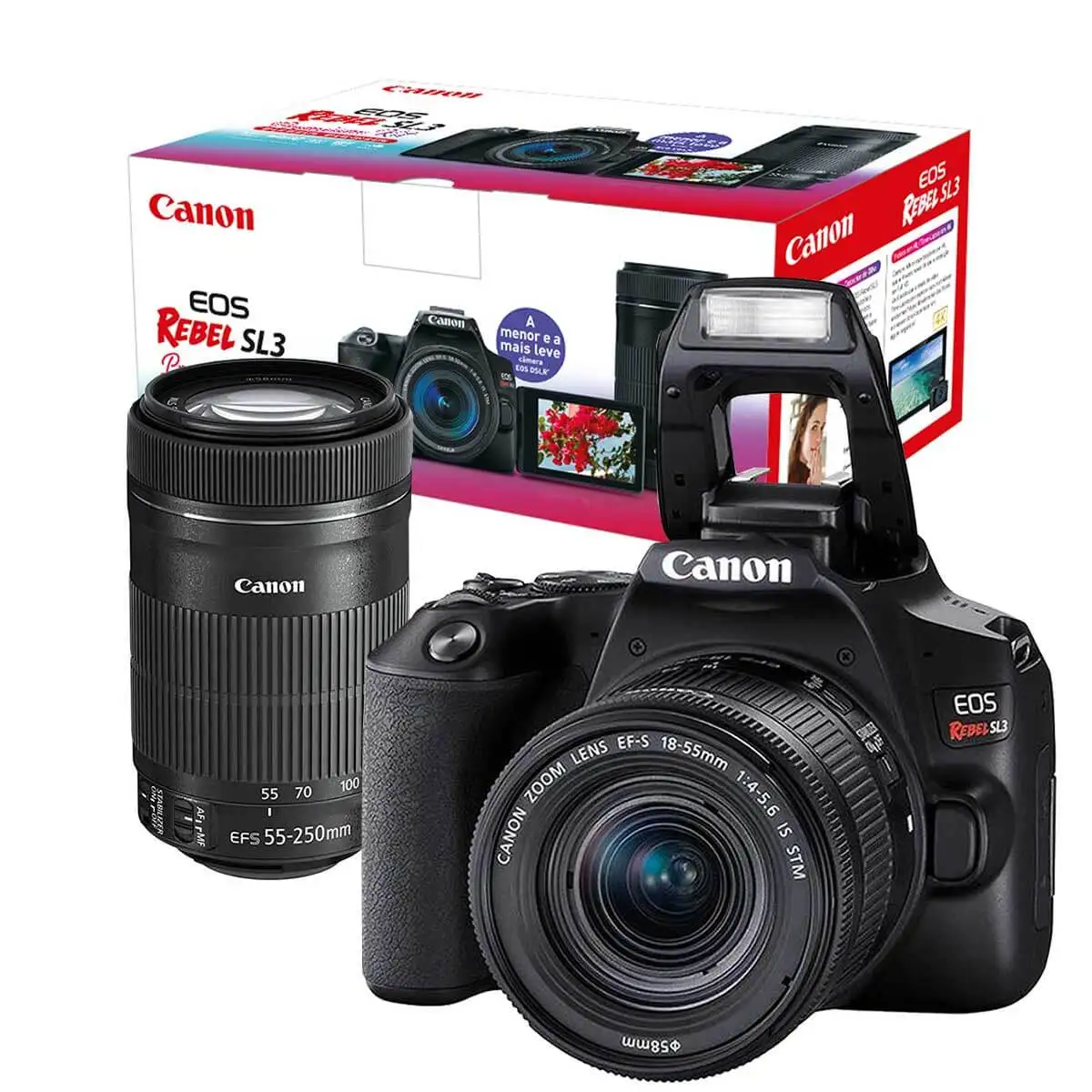 طقم Canon-EOS Rebel SL3 ، عدسة 18-55 ، عدسة 55-من من