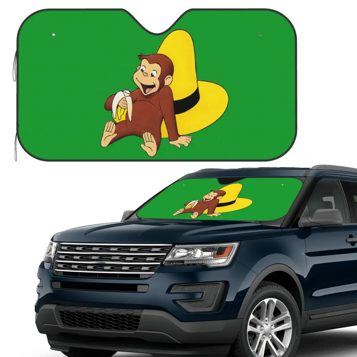 

Чехлы от солнца Curious George на лобовое стекло автомобиля, переднее лобовое стекло, солнцезащитный козырек, аксессуары