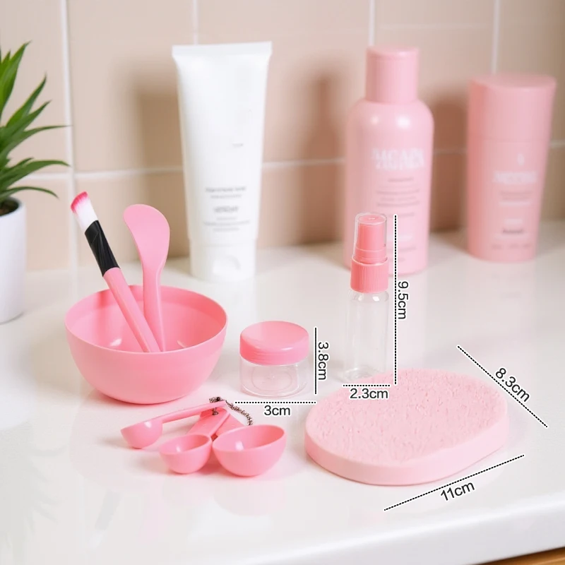 Juego de cuencos para máscara Facial, color rosa y verde, herramientas de belleza, botellas con cepillo, kits de herramientas para el cuidado de la piel, 9/11 Uds.