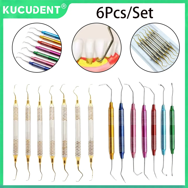 

7 шт./компл., пародонтальные изящные костяные кюреты, стоматологический скалер, ортодонтическая шпатель для наполнения смолой, титановая головка с толстой ручкой