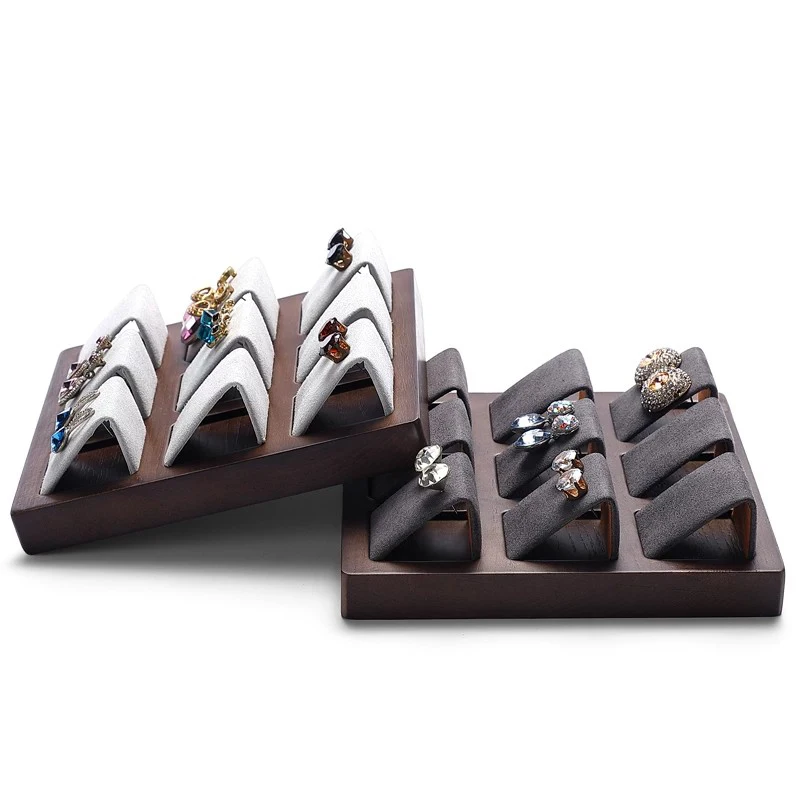 Walnut Wood Jewelry Display Stand Display Tray – Tray for Studs, Earrings, and Ear Ornaments; Store Display Prop