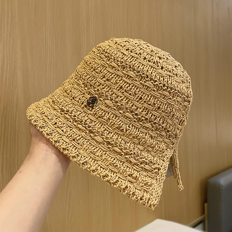 Foldable Handmade Hollow Knitted Hat Literary Girl Fisherman Hat Crocheted Hat Ethnic Baotou Hat Cotton Pullover Hat Breathable