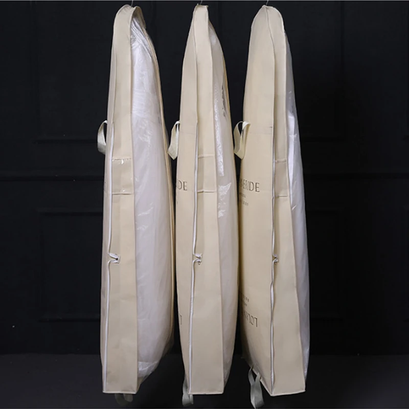 Breathable Wedding Bridal Gown Long Dress Hanging Garment Bag Long Coat Evening Gown Closet Storage Travel Large Protector Cover