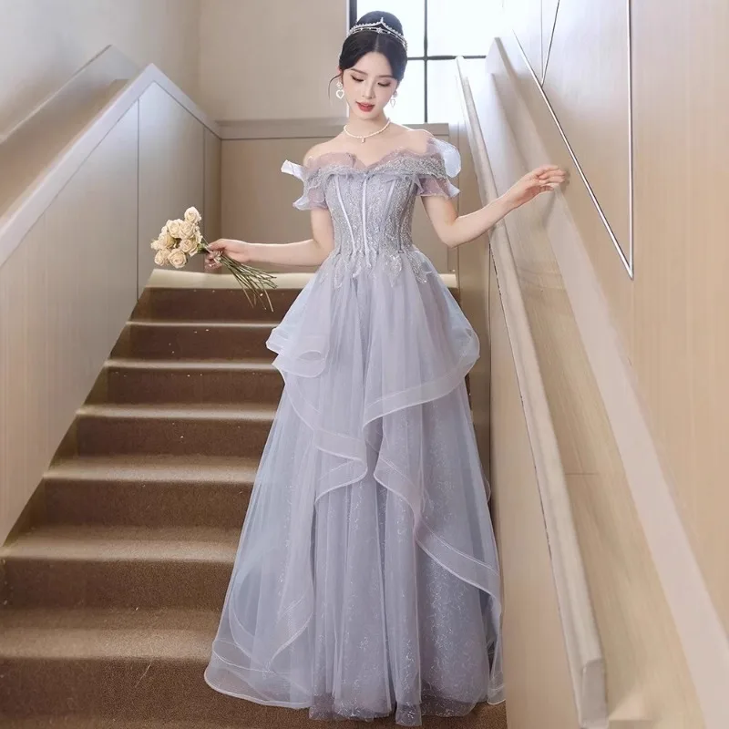 2025 vestido de noite de um ombro primavera luz luxo pequeno high-end ombro braçadeira vestido formal feminino elegante vestidos de noite