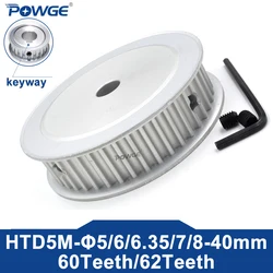 POWGE 60 62 teeth HTD 5M Timing Pulley AF Bore 8/10/12/14/15/16/17/18/19/20/25/30/40mm for HTD5M belt width 15/20/25mm 60T 62T
