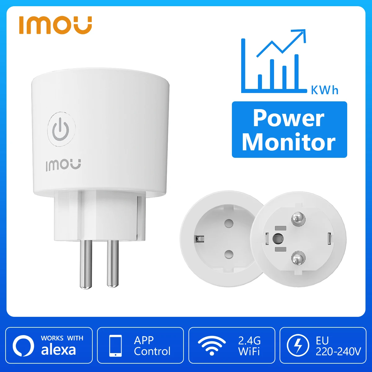 IMOU CE1 스마트 소켓 EU 스마트 플러그, 전원 에너지 모니터링 리모컨, 음성 제어 지지대, 알렉사 어시스턴트, 220-240V 