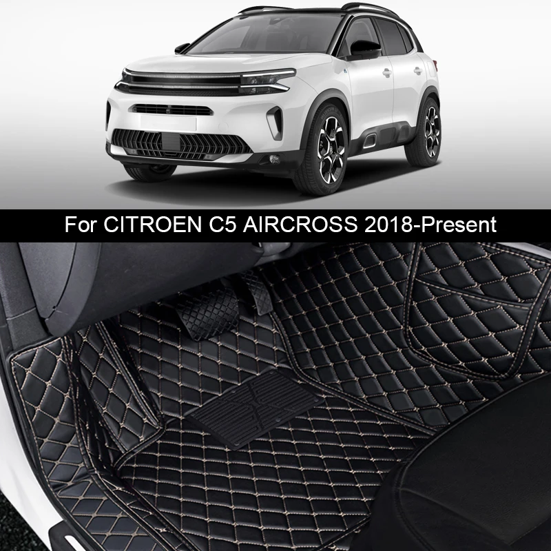 

Anti-Dirty For Citroen C5 Aircross 2018-2025 Custom PU Leather Car Foor Mat Wear Resistant Waterproof Wire Mat Auto Accessory