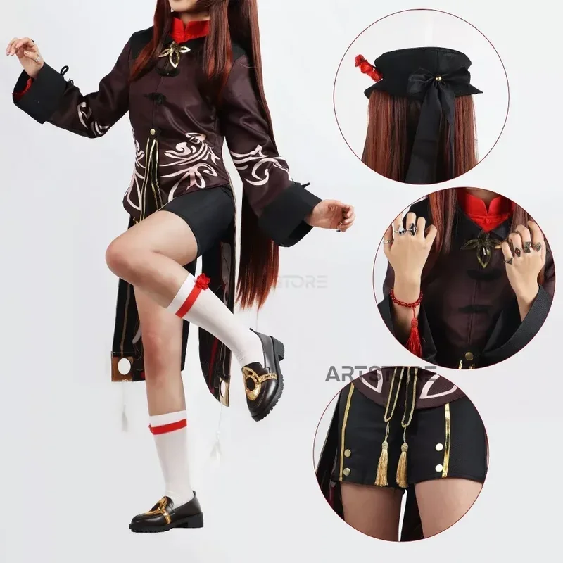 Genshinimpact Hutao disfraz de Cosplay, uniforme, peluca, juego de Anime, Hu Tao, estilo chino, Disfraces de Halloween para mujer