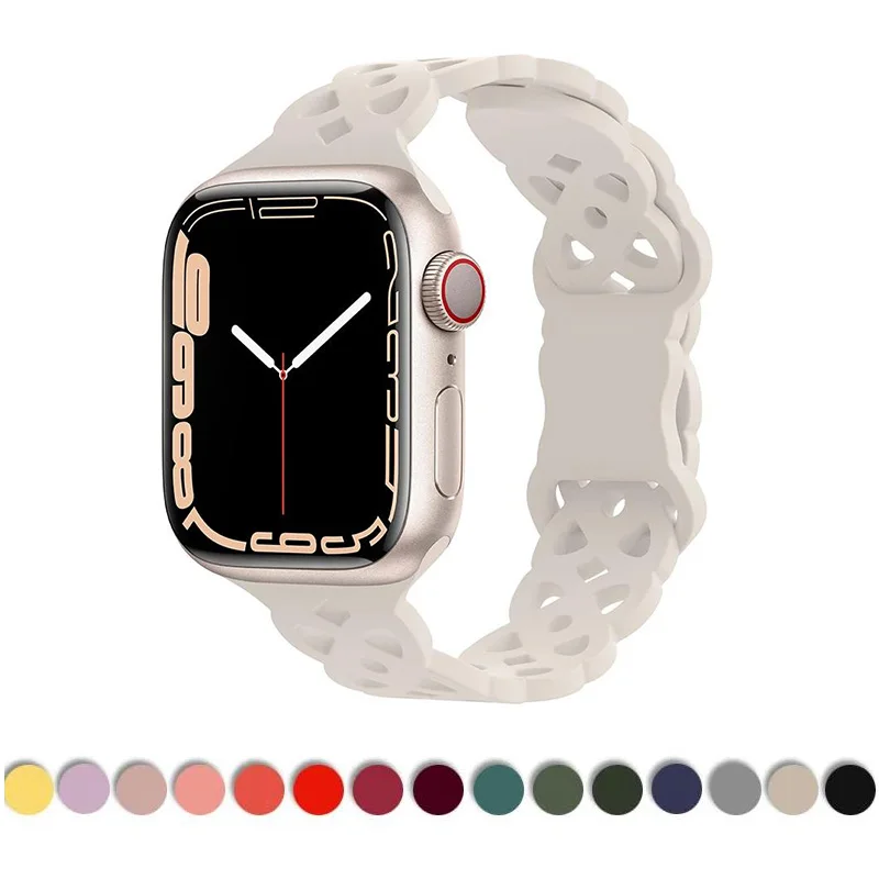 Silicone Breathable Strap for Apple Watch Band 41mm 45mm 40mm 44mm 49mm 42mm 38mm Sport Bracelet for iWatch Series Ultra SE 1-9