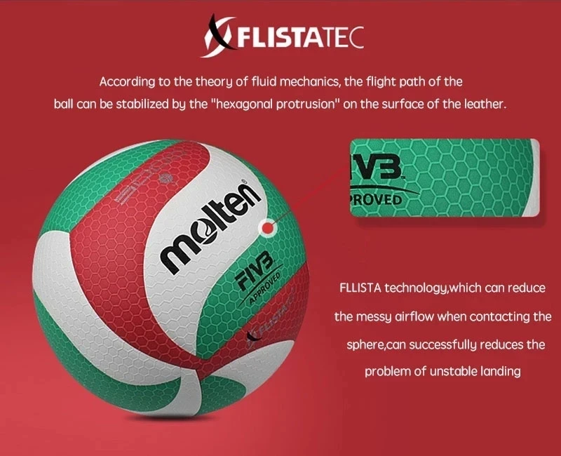 US Original Molten V5M5000 Volleyball Standard Size 5 PU Ball for Students Adult and Teenager Competition Training Outdoor Indoo