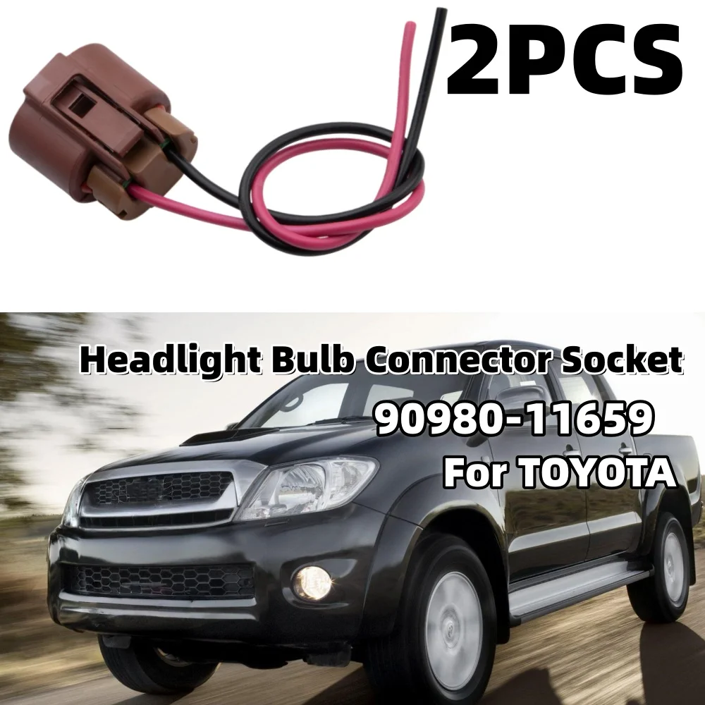 

2Pcs Headlight Bulb Connector Socket With Hir2 Wiring 9012 Hb4 9005 Car Light Wire Accessories Toyota Hilux 2006-2009