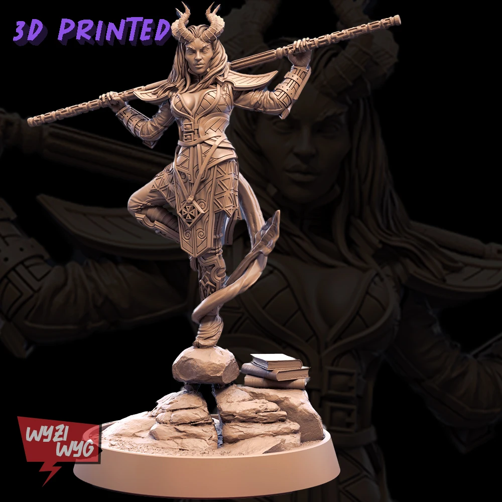 

Tiefling Miniature, Female Warrior Figure, Flighter, HD 3D Printed Resin Model, Action Fantasy Proxy Tabletop, Wargame, Dnd TRPG