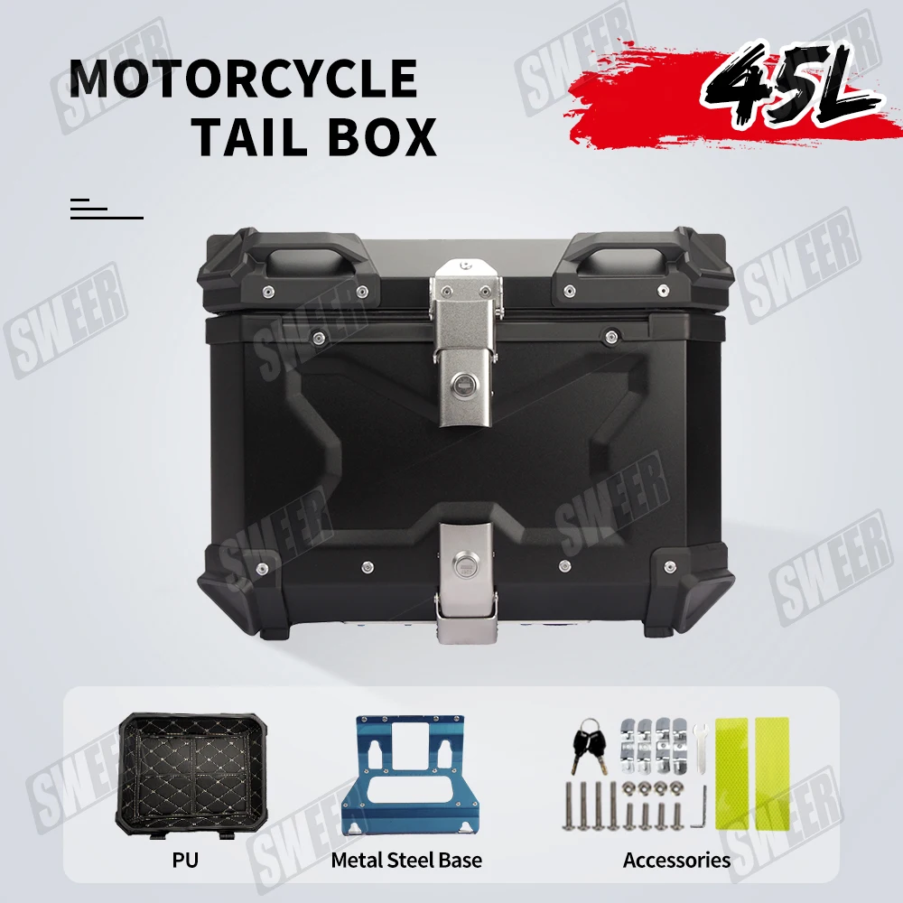 

New product launch: 45 liter aluminum top shell, large capacity motorcycle trunk, universal trunk