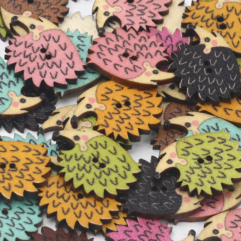 20pcs Vintage Hedgehog Wooden Buttons For Clothing Decorative Needlework Embellishment Sewing Accessories Diy craft Supplies