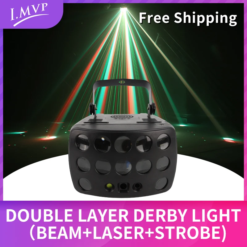 I.MVP 3in1 Red Rain Patterns LED Strobe RGBW Derby Beam Effect Holiday Wedding Club Dance  DJ Disco Party Stage