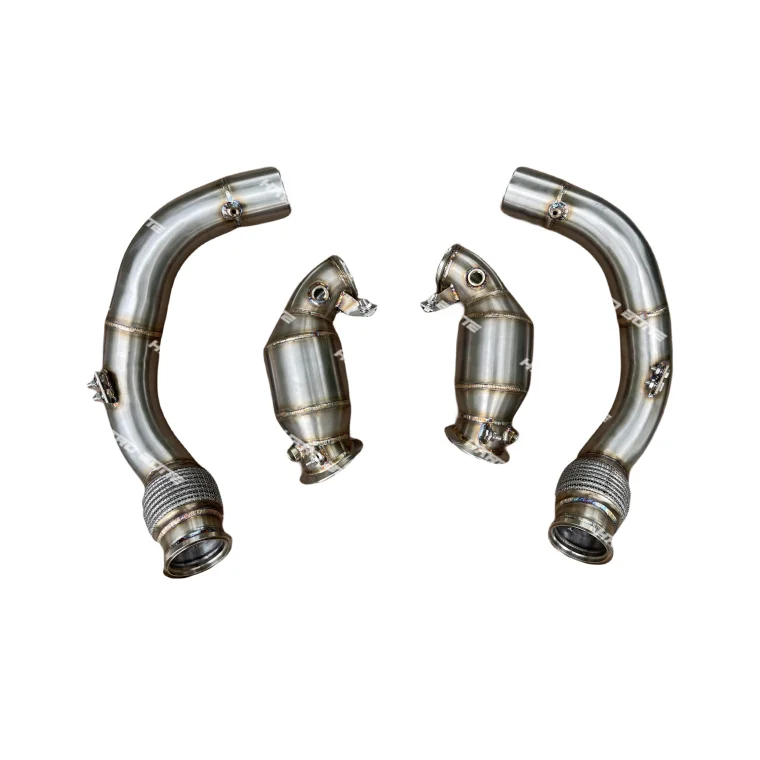 Car Refitted Stainless Steel Downpipe Exhaust Pipe for  F95 F96 X5M X6M S63 B44B 4.4T Engine Downpipes