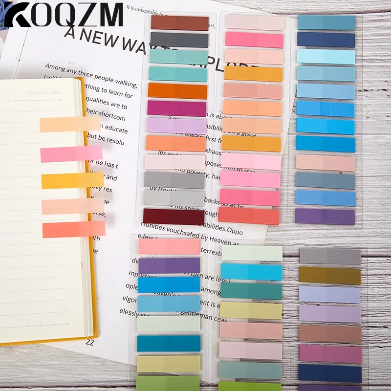1set Transparent Fluorescent Index Tabs PET Sticky Note For Page Marker Planner Stickers Office School Students Supplies