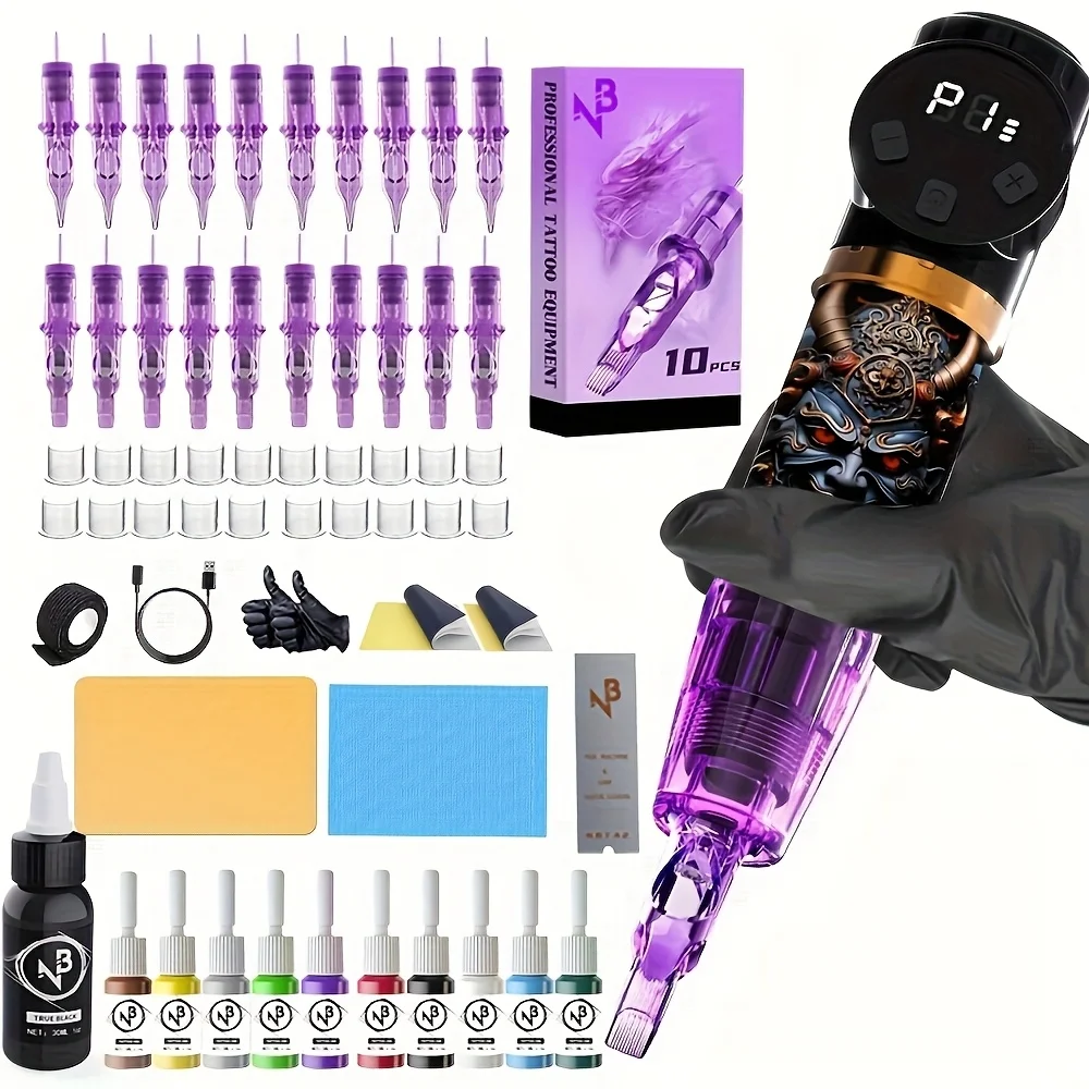 

Goldplume Valentine's Day Gift Wireless Tattoo Pen Set, 1500Mah Battery USB Charging, 20 Needles, 11 Color Tattoo Ink and 20 Tattoo Cups, Full Set of Tattoo Tool Kit, Suitable for Tattoo Lovers and Artists