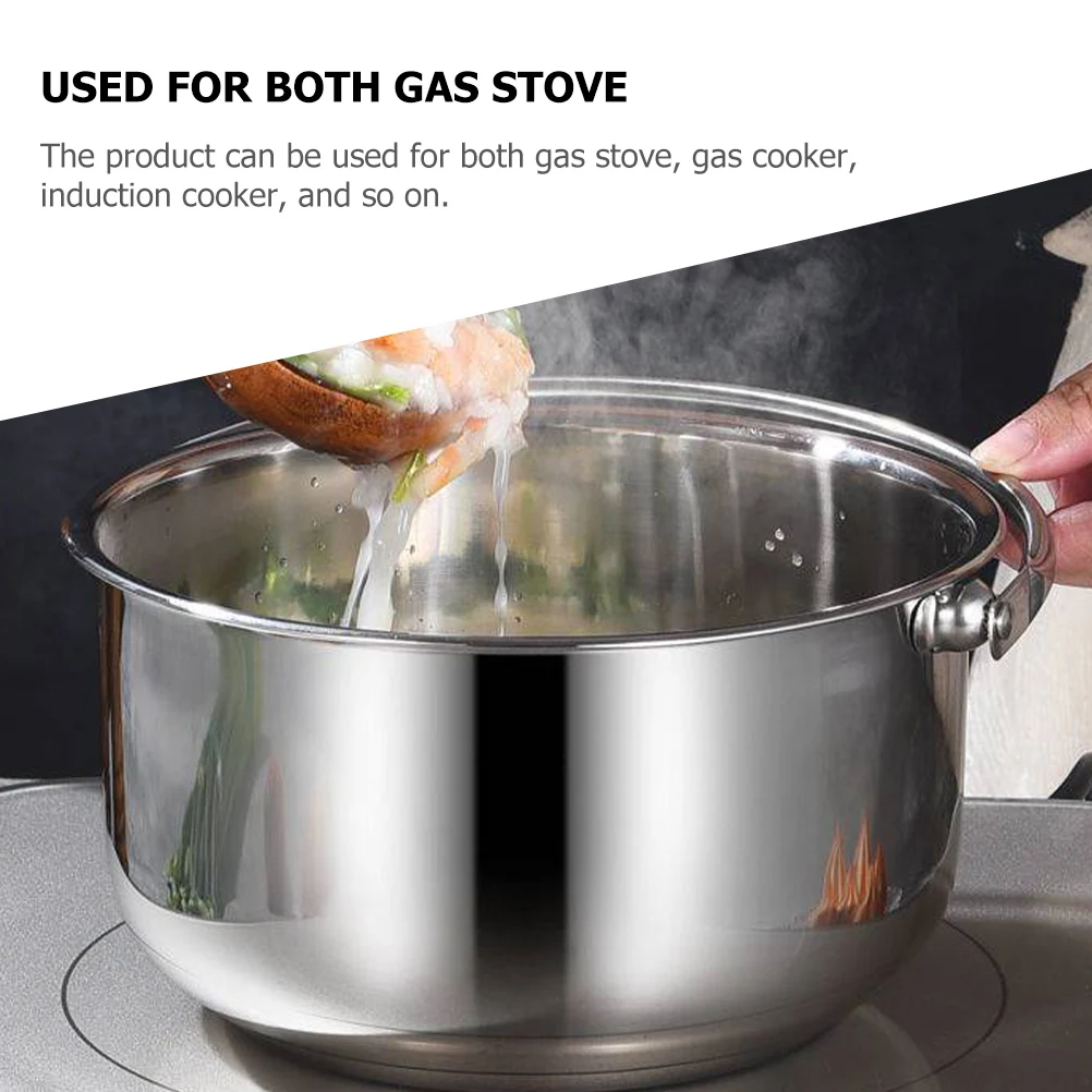 

Stainless Steel Cooking 18cm Soup Pot Lid Handle Gas Stove Induction Cooker Kitchen Gadgets Stock Pot Household Kitchenware