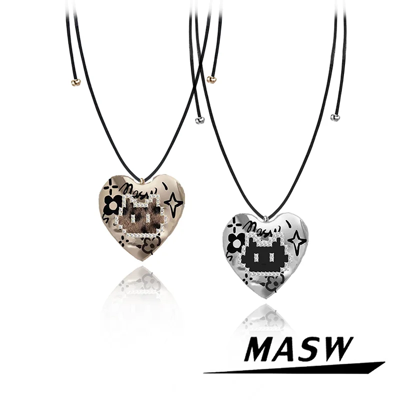 

MASW Original Design Elegant Temperament Heart Cats Pendant Necklace For Women Girl Fashion Jewelry Accessories 2025 Trend New