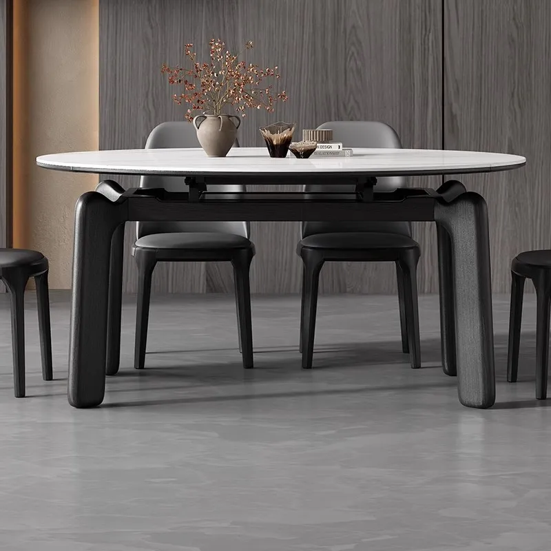 Rock slab dining table and chair combination
