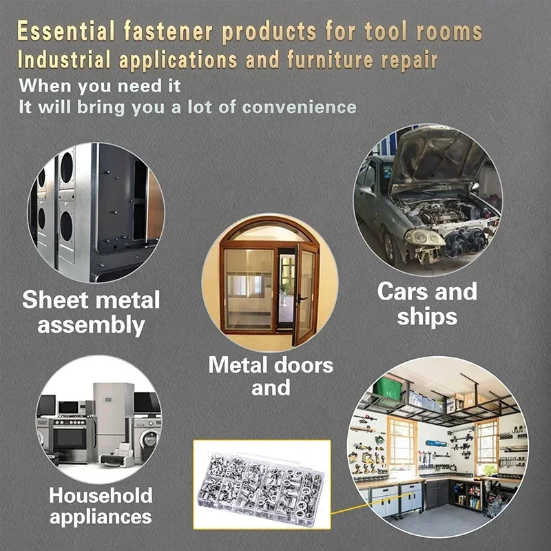 320 шт., комплект алюминиевых заклепок, гайки с плоской головкой, набор заклепок, набор гаек с резьбовой вставкой, набор гаек, гайки M3-M12