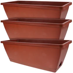 3 Pcs Flower Pot Planting Trough Planter Gardening Flowerpot Plants Basin Balcony Decorations Square Vase Cato
