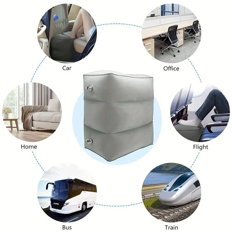 แบบพกพา Inflatable เท้าหมอนสําหรับเดินทางแบบพกพาปรับสามชั้นความสูงสตูลสําหรับเท้าขาเบาะหมอน