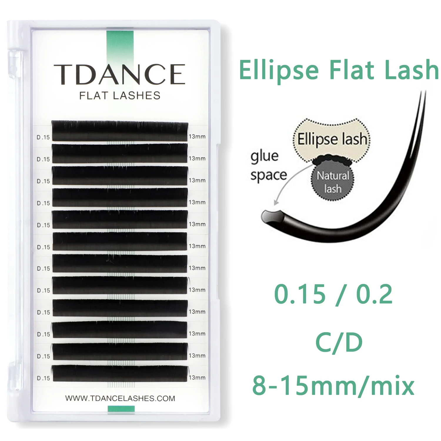 TDANCE 12Lines 8-15mm Ellipse Flat Lashes Matte Split Tips Shaped Individual Nature Eyelash Extension For Professionals Supplies