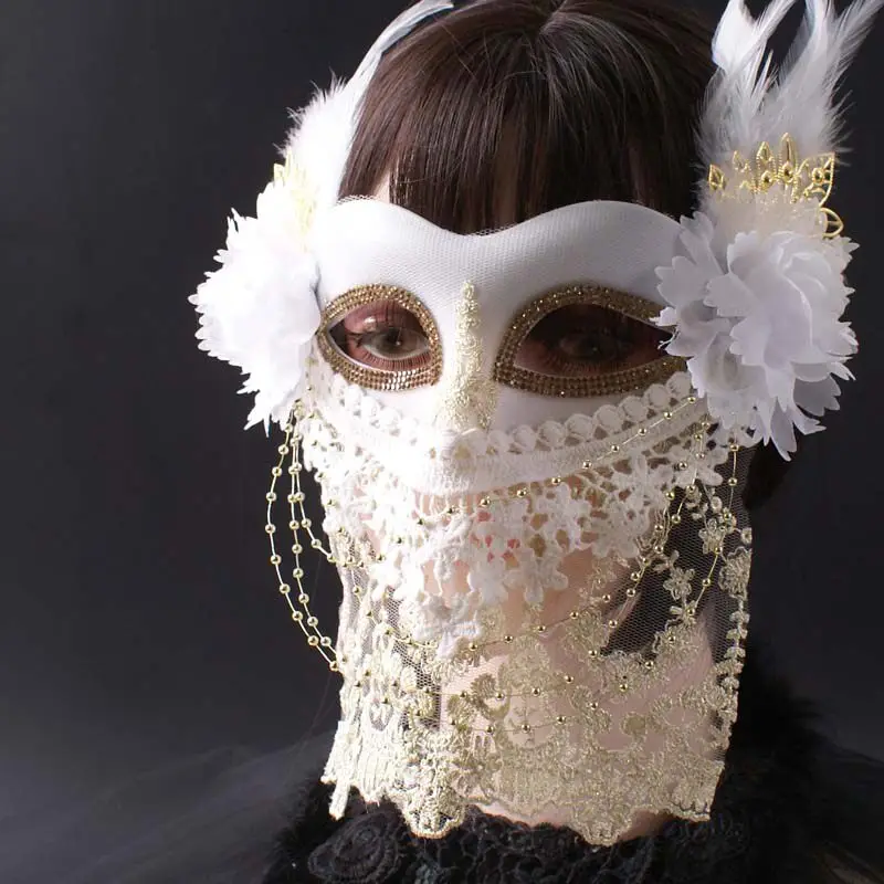 

Lace Veil Adult Full Face Beauty Ball Mask Halloween Live Mask Suitable for Stage Gatherings, Role-playing, Fashion Shows, Etc