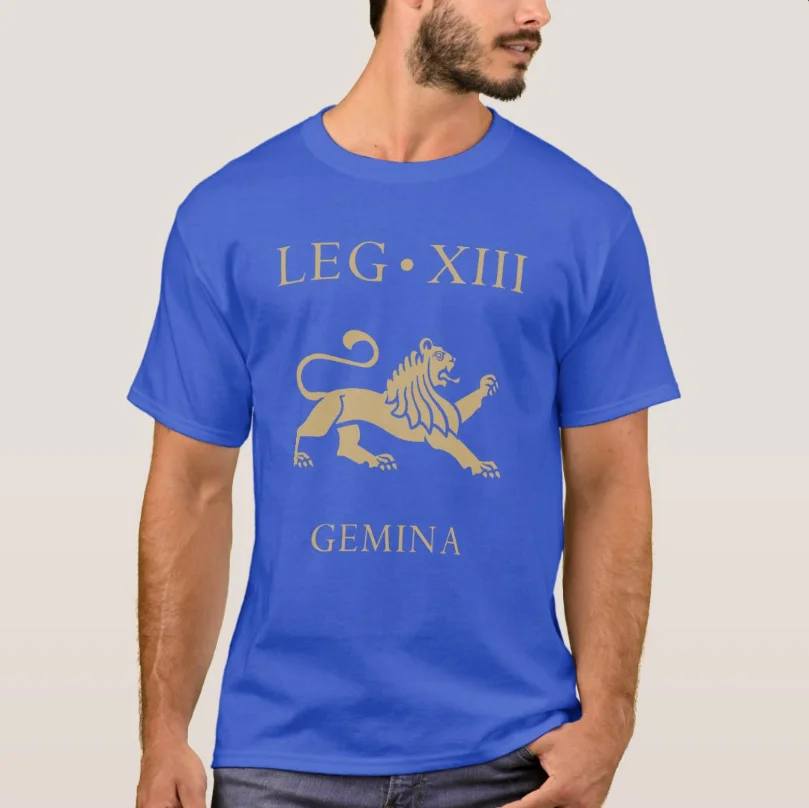 Roman Legion SPQR Legio XIII Gemina Lion Symbol T-Shirt 100% Cotton O-Neck Summer Short Sleeve Casual Mens T-shirt Size S-3XL