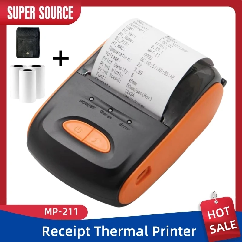 58mm Portable Mini Thermal Receipt Printer Mobile Wireless Bluetooth Android IOS Windows Bill Ticket Printer For Small Business