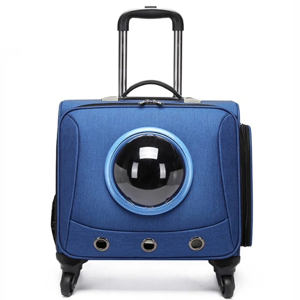 18 Inch Huisdier Trolley Case Kat Hond Bagage Reiskoffer Tas Geventileerde Ademende Mute Universele Wiel Handtas Opbergwagen