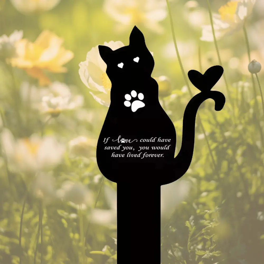 Uma estaca memorial acrílica para animais de estimação - Decoração de jardim e cemitério com pedra preciosa elegante para gatos, placa memorial para gatos de estimação