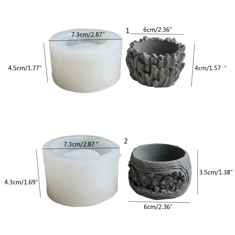 植木鉢型シリコーン多肉植物植木鉢植物ヴィンテージ型コンクリート セメント。ドロップシップ