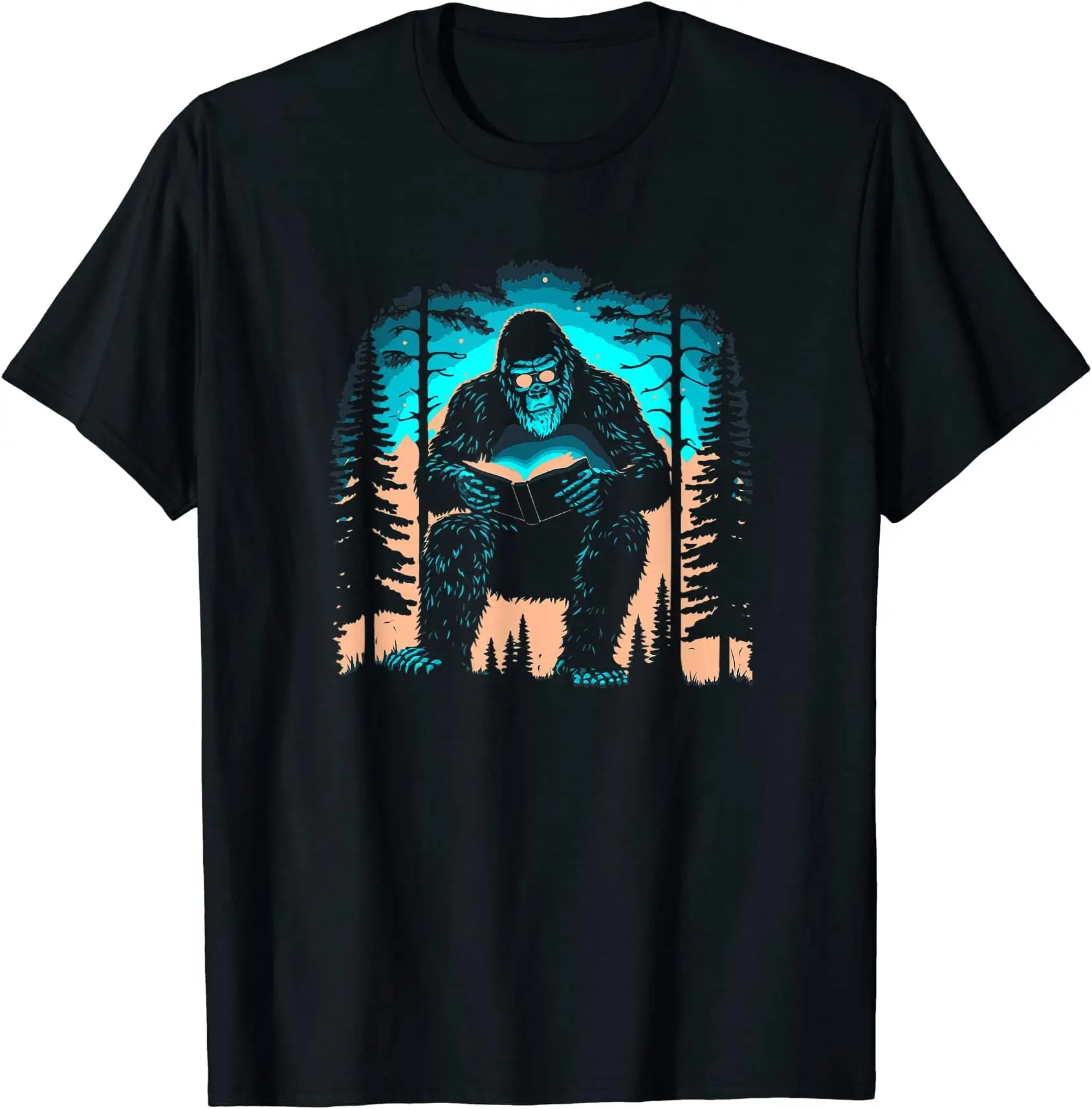 Cute Sasquatch Reading a Book Bigfoot Reader T-Shirt Anime Graphic T-shirts for Men Clothing Women Tees High Quality 100%Cotton