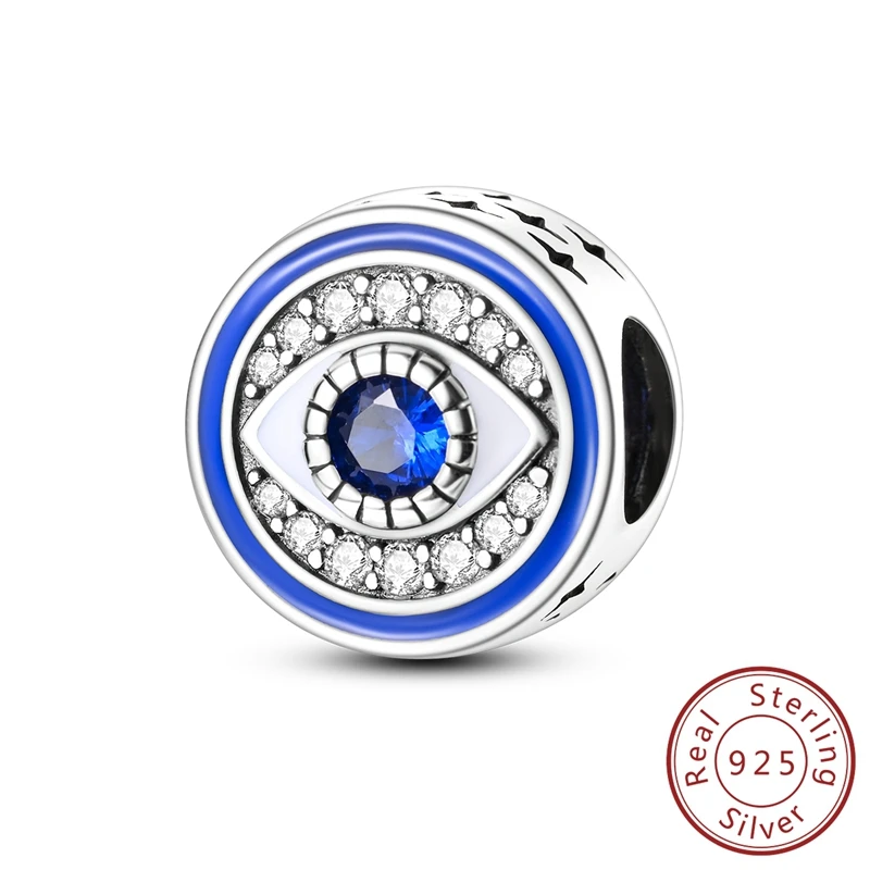 925 Sterling Silber blaue Augen und Palme Charms Kreuzigung Perlen Frauen Freundinnen Schmuck Geschenk – Detail 31