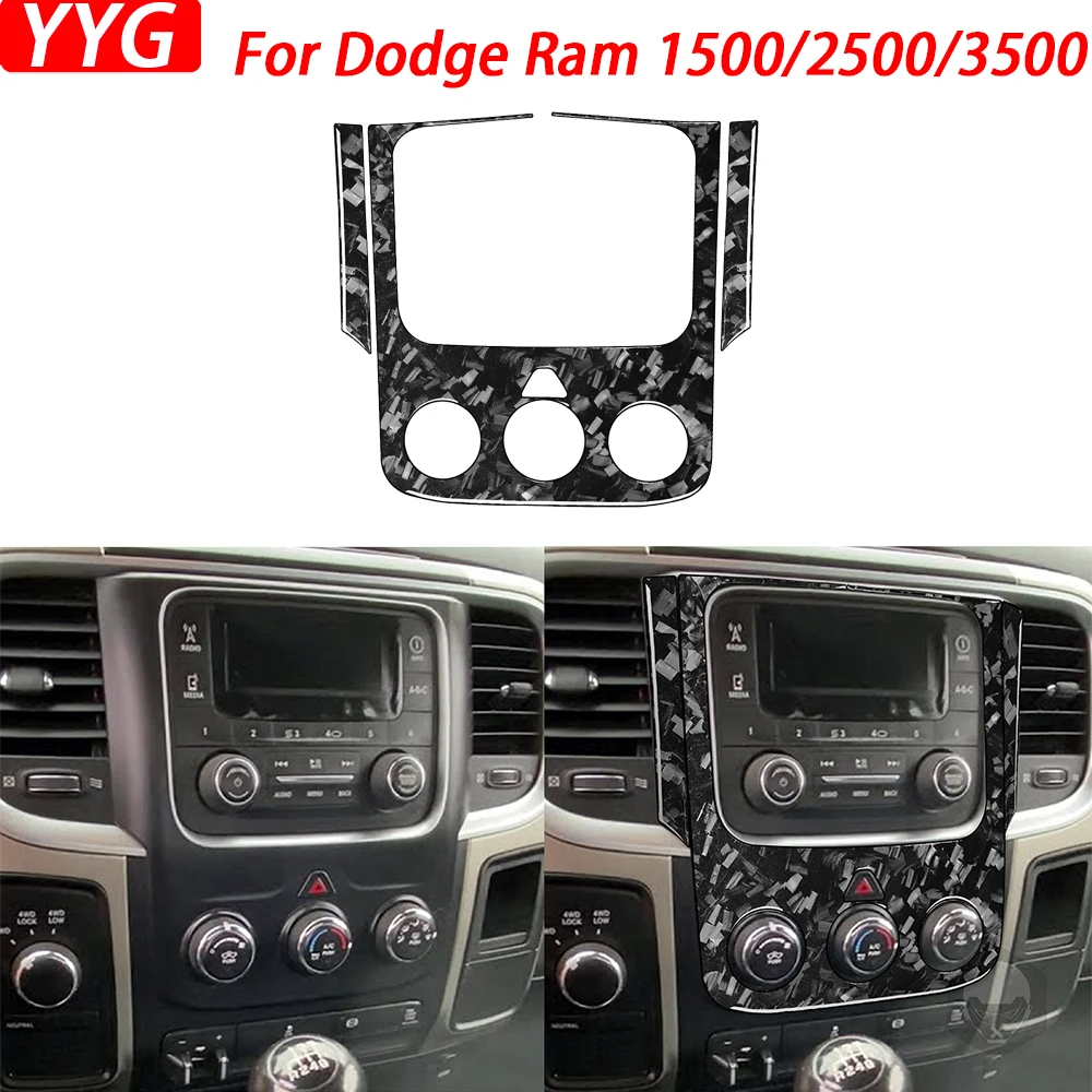 For Dodge Ram 1500 2500 3500 2013-2018 Accessories Forged Carbon Fiber Central AC Navigational Panel Cover Car Interior Sticker