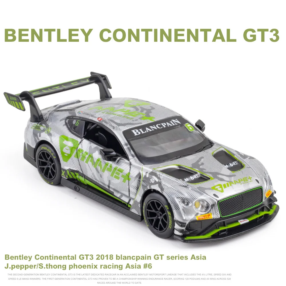 1:32 Audi R8 Bentley GT3 Model Toys Alloy Diecast Cars With 3 Doors Opened Sound And Light Pull Back Vehicle Toy For Kids\' Gifts